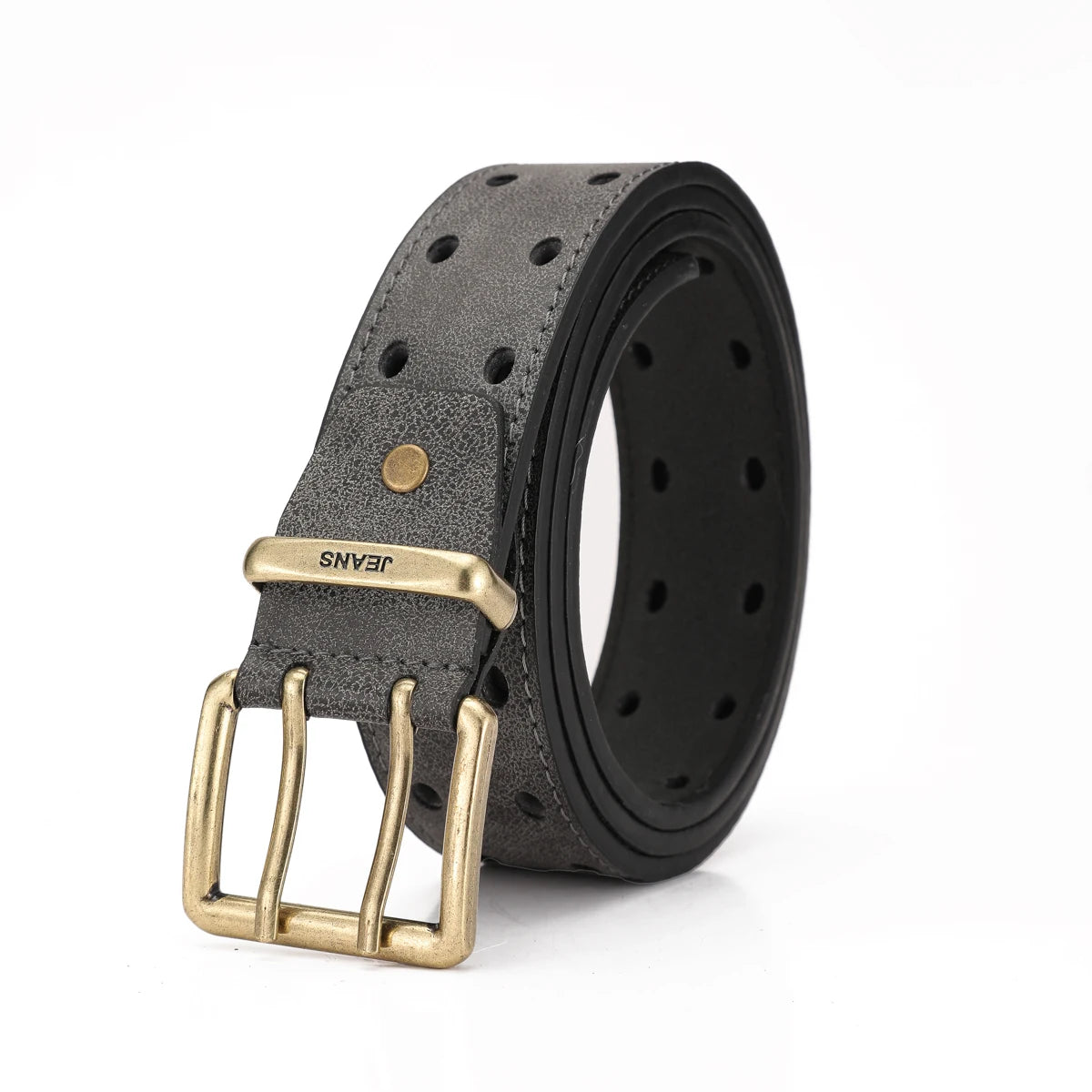 Unisex Western PU Leather Belt Retro Cowboy Buckle Jeans Waist Black B - Buckle Detail - QHA UK