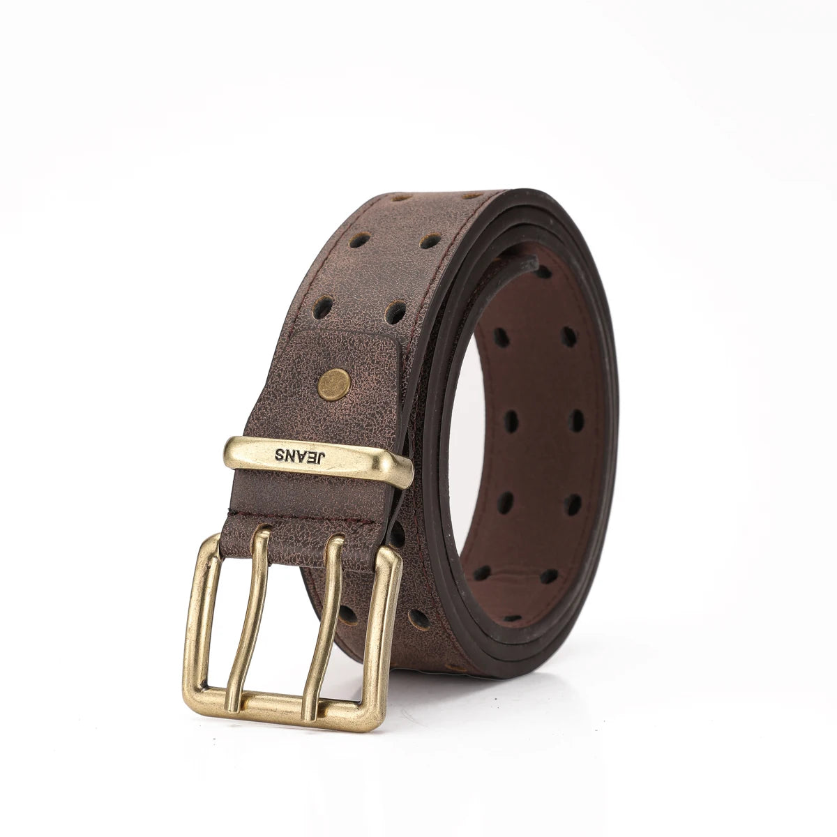 Unisex Western PU Leather Belt Retro Cowboy Buckle Jeans Waist Black B - Buckle Detail - QHA UK