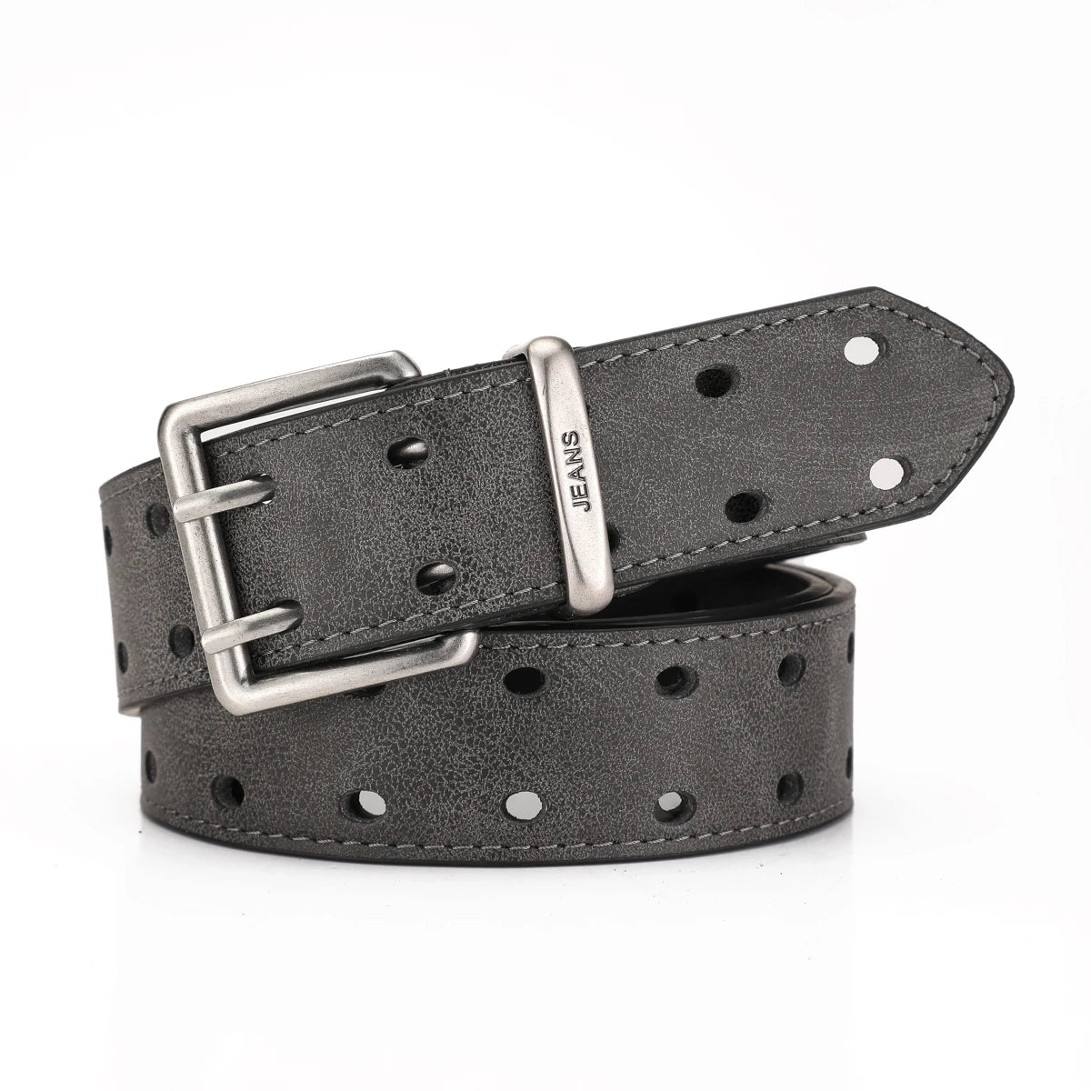 Unisex Western PU Leather Belt Retro Cowboy Buckle Jeans Waist Black B - Buckle Detail - QHA UK