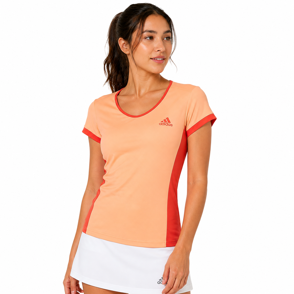 Adidas Womens Court T-Shirt Orange Brisol Gym Tennis Sports Top - QHA UK