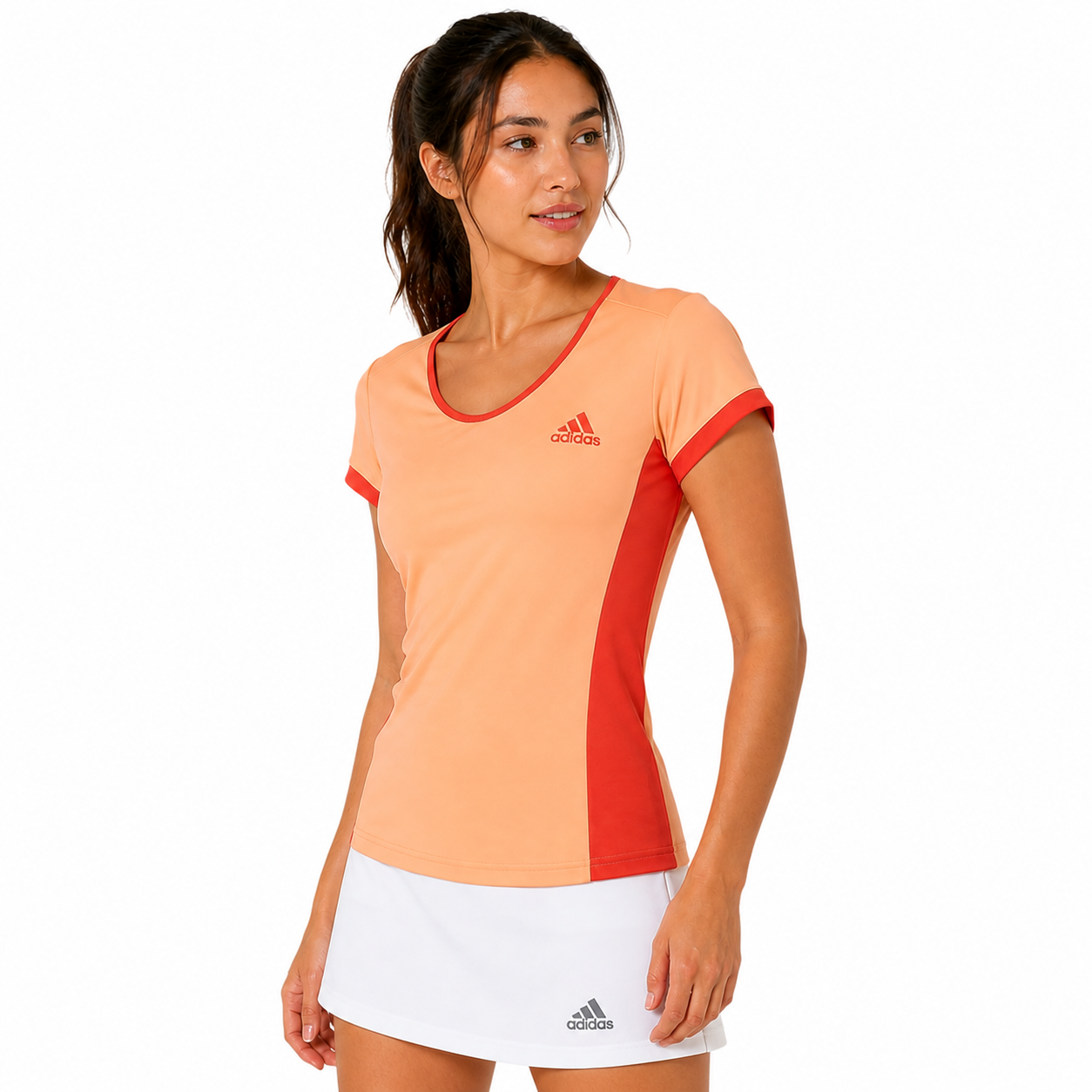 Adidas Womens Court T-Shirt Orange Brisol Gym Tennis Sports Top - QHA UK
