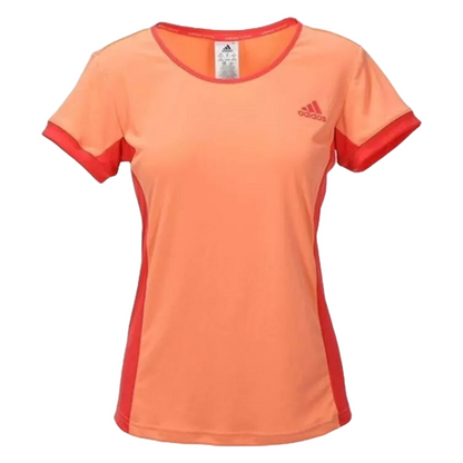 Adidas Womens Court T-Shirt Orange Brisol Gym Tennis Sports Top - QHA UK
