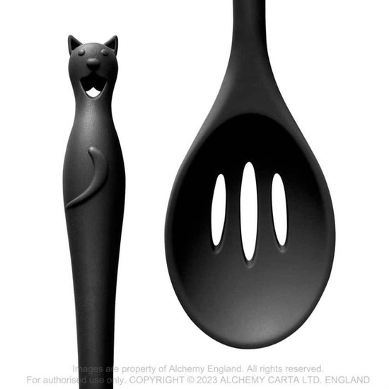 Alchemy Gothic Slotted Spoon Black Cat Silicone - QHA UK