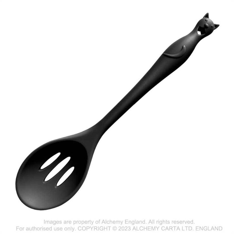 Alchemy Gothic Slotted Spoon Black Cat Silicone - QHA UK