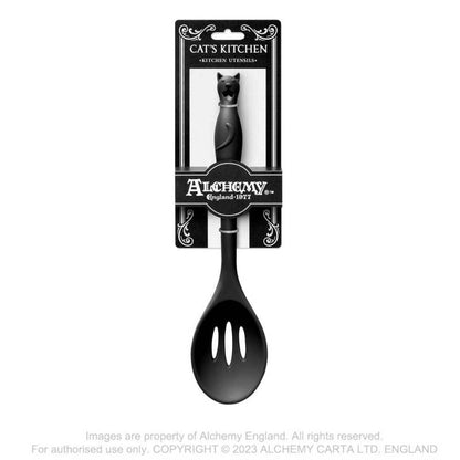 Alchemy Gothic Slotted Spoon Black Cat Silicone - QHA UK