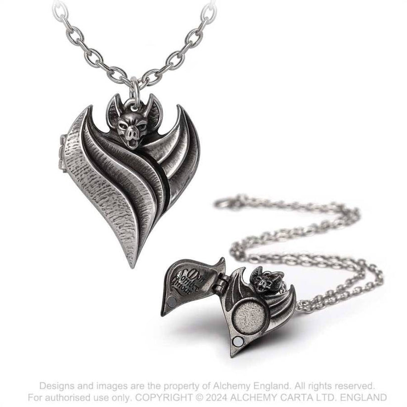 Alchemy Gothic Necklace Darken Heart Pewter Locket Pendant - QHA UK