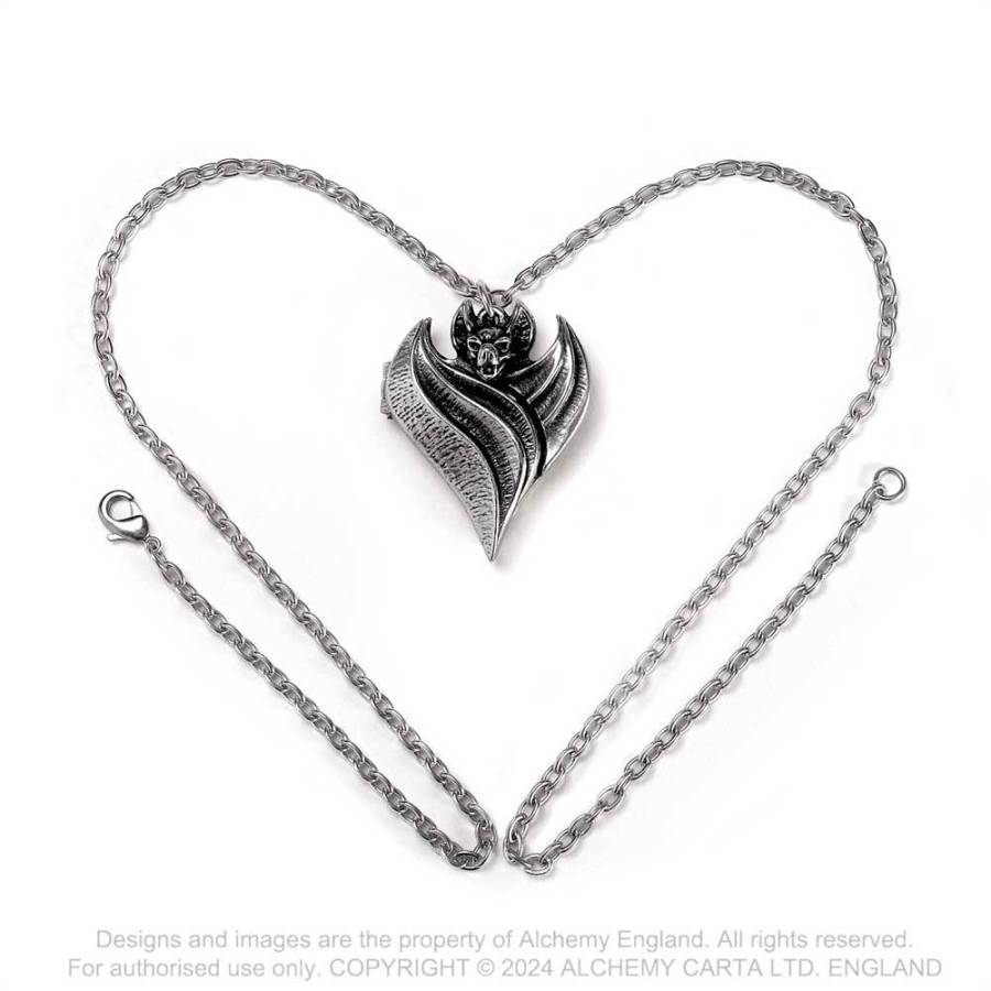 Alchemy Gothic Necklace Darken Heart Pewter Locket Pendant - QHA UK