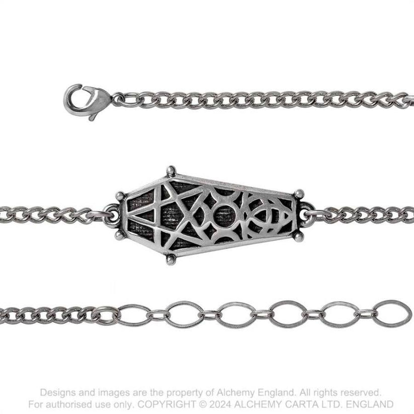 Alchemy Gothic Bracelet Hex Coffin - Back View - QHA UK