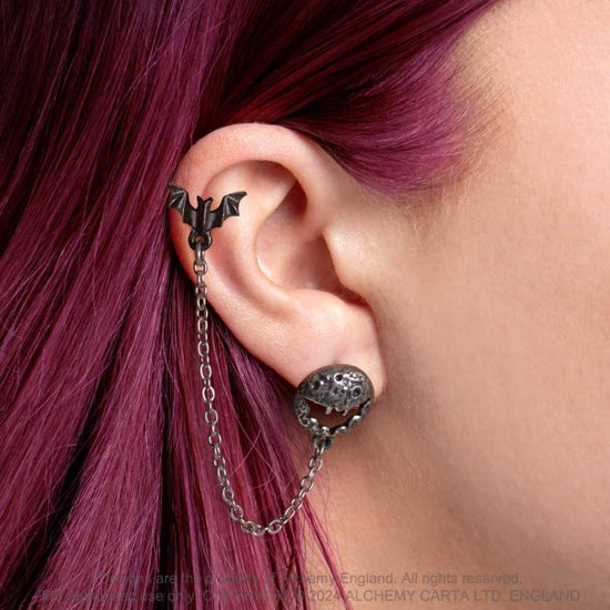 Alchemy Gothic Earrings Luna Roost Ear Jewellery - Close-up - QHA UK