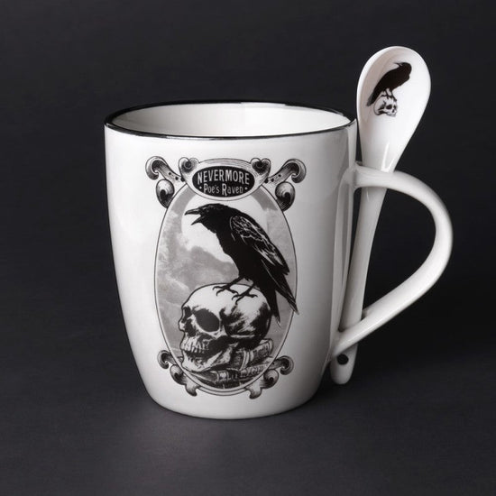 Alchemy Gothic Mug and Spoon Set Poe's Raven - QHA UK