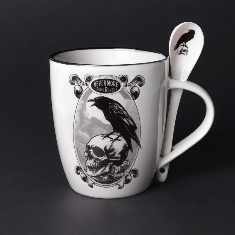Alchemy Gothic Mug and Spoon Set Poe's Raven - QHA UK