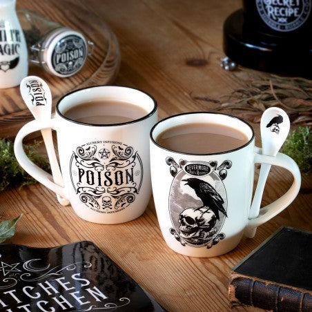 Alchemy Gothic Mug and Spoon Set Poe's Raven - QHA UK