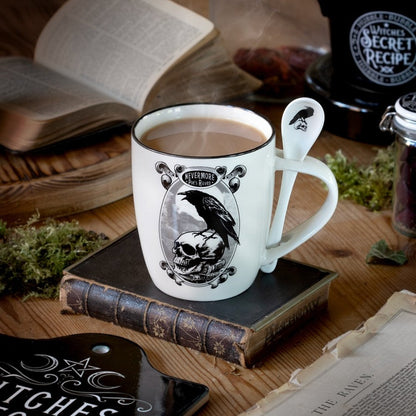 Alchemy Gothic Mug and Spoon Set Poe's Raven - QHA UK