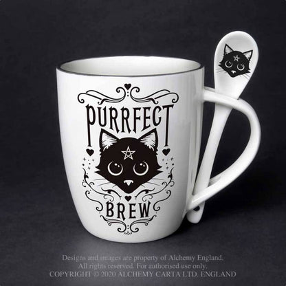 Alchemy Gothic Mug and Spoon Set Purrfect Brew - QHA UK