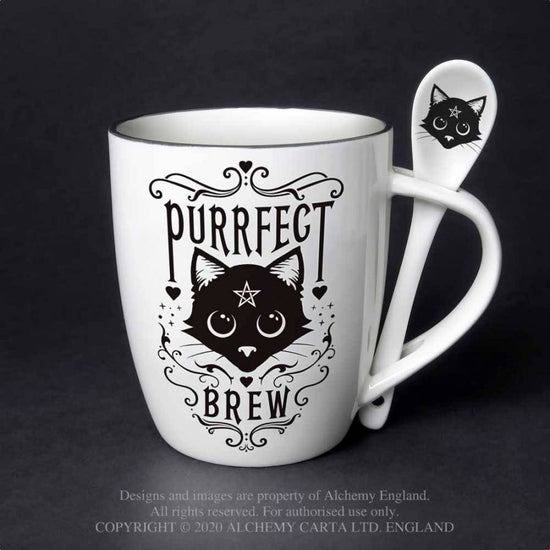 Alchemy Gothic Mug and Spoon Set Purrfect Brew - QHA UK