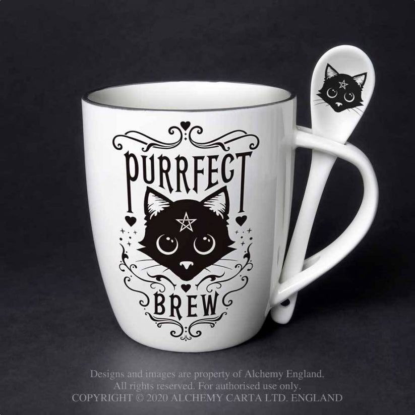 Alchemy Gothic Mug and Spoon Set Purrfect Brew - QHA UK
