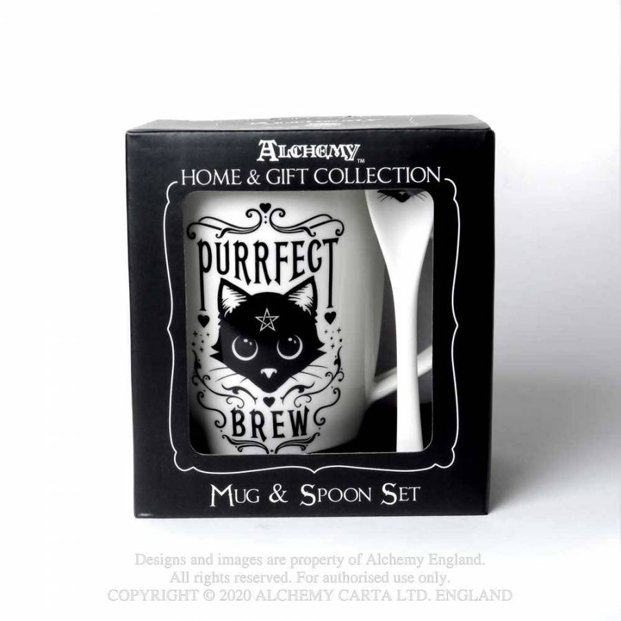 Alchemy Gothic Mug and Spoon Set Purrfect Brew - QHA UK