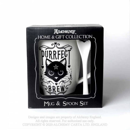 Alchemy Gothic Mug and Spoon Set Purrfect Brew - QHA UK