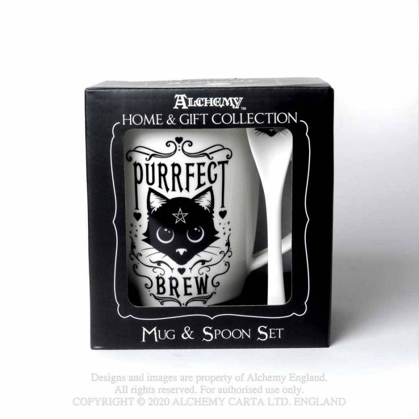 Alchemy Gothic Mug and Spoon Set Purrfect Brew - QHA UK