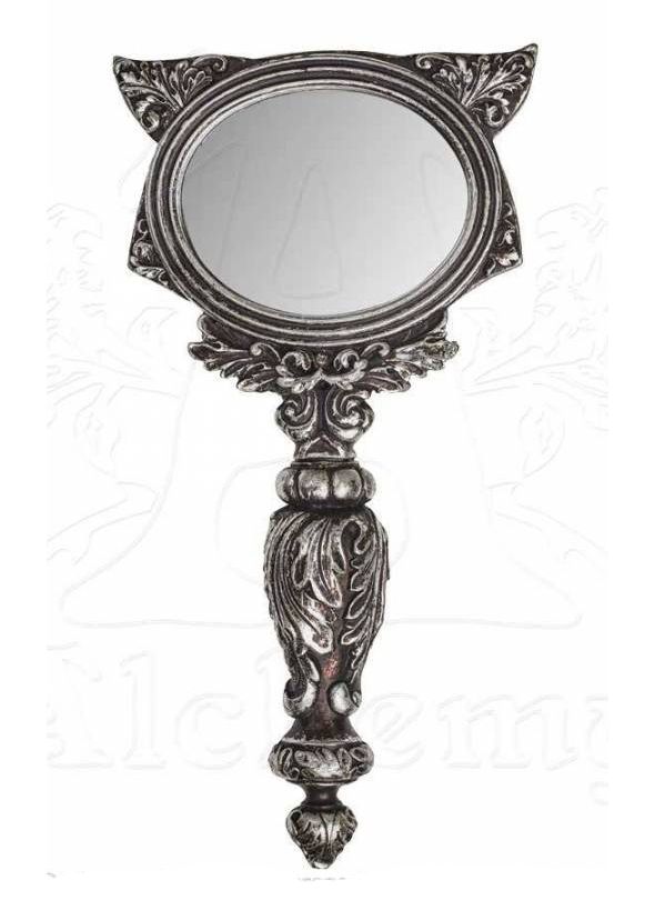 Alchemy Gothic Mirror Sacred Cat Hand Silver Bastet Egyptian Cat Décor - QHA UK