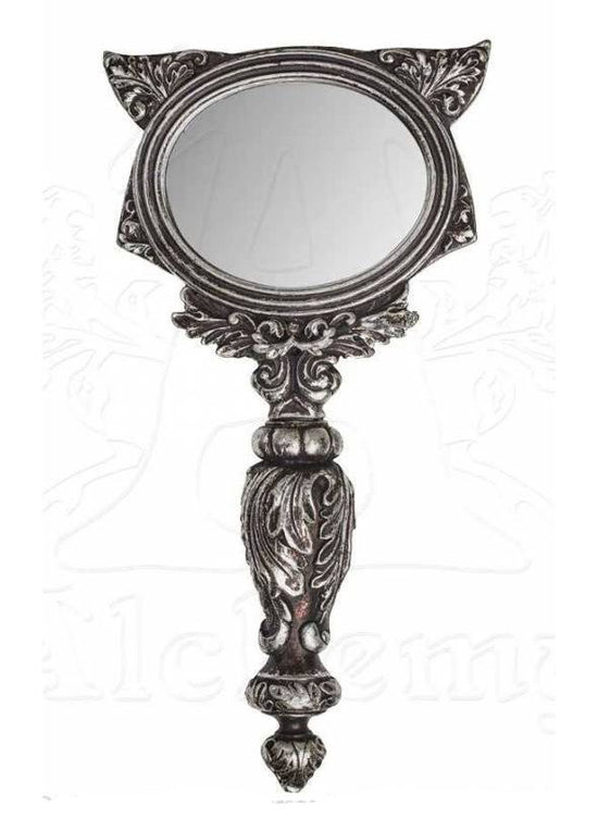 Alchemy Gothic Mirror Sacred Cat Hand Silver Bastet Egyptian Cat Décor - QHA UK