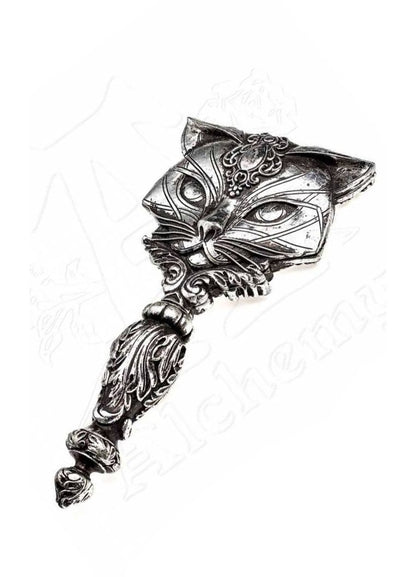 Alchemy Gothic Mirror Sacred Cat Hand Silver Bastet Egyptian Cat Décor - QHA UK