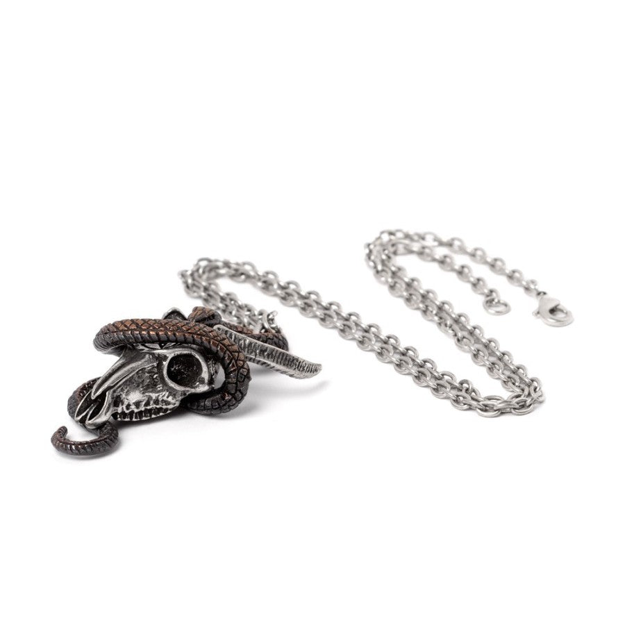 Alchemy Gothic Pendant Servant of Baphomet Ram Skull and Serpent - QHA UK