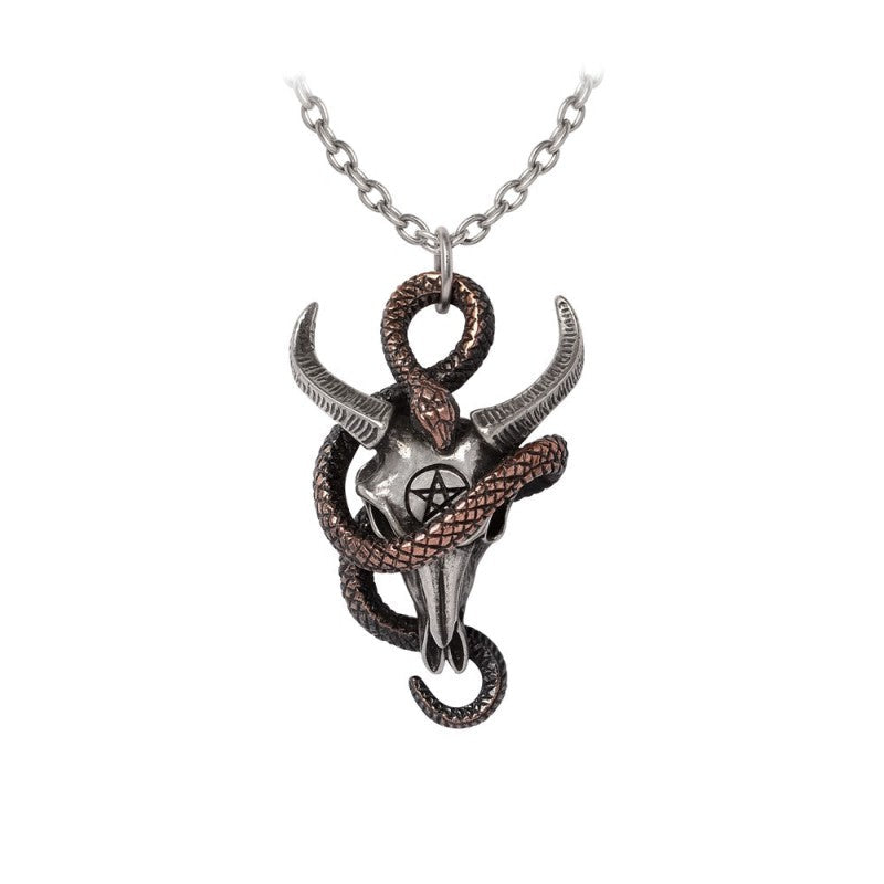 Alchemy Gothic Pendant Servant of Baphomet Ram Skull and Serpent - QHA UK