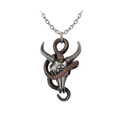 Alchemy Gothic Pendant Servant of Baphomet Ram Skull and Serpent - QHA UK