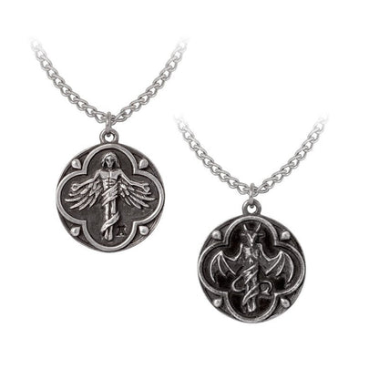 Alchemy Gothic Necklace St. Levantius Talisman Dual-Sided Pewter - QHA UK