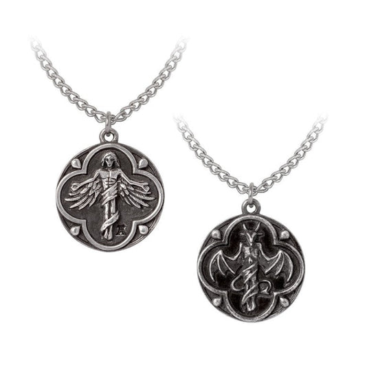 Alchemy Gothic Necklace St. Levantius Talisman Dual-Sided Pewter - QHA UK
