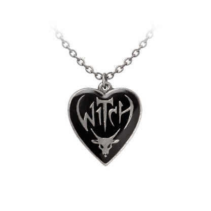 Alchemy Gothic Witch Pendant Necklace Heart Reversible - QHA UK