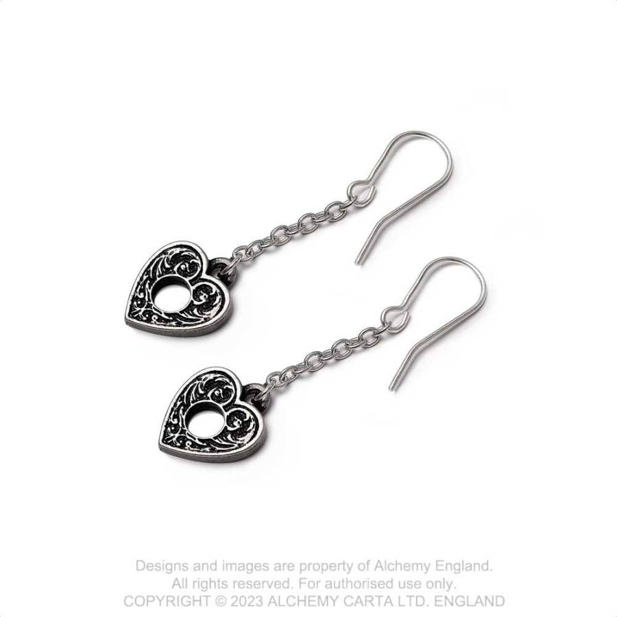 Alchemy Gothic Earrings Planchette Droppers - Back View - QHA UK