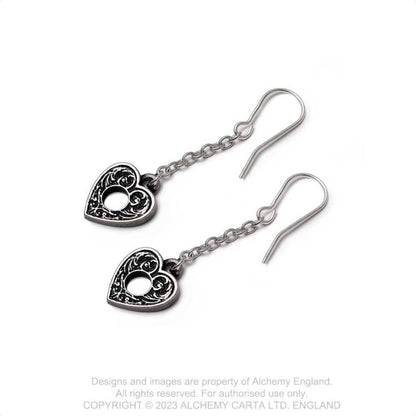 Alchemy Gothic Earrings Planchette Droppers - Back View - QHA UK
