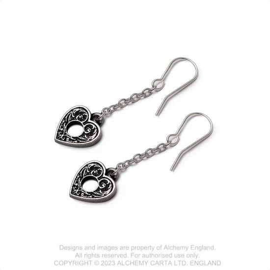 Alchemy Gothic Earrings Planchette Droppers - Back View - QHA UK