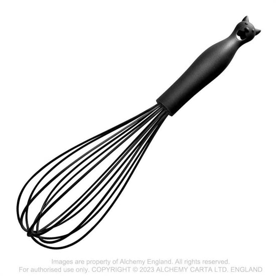 Alchemy Gothic Whisk Silicone Black Cat - Angled View - QHA UK