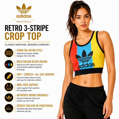 Adidas Originals Trefoil Colour Block Bra Top AY9450 Retro Crop - QHA UK