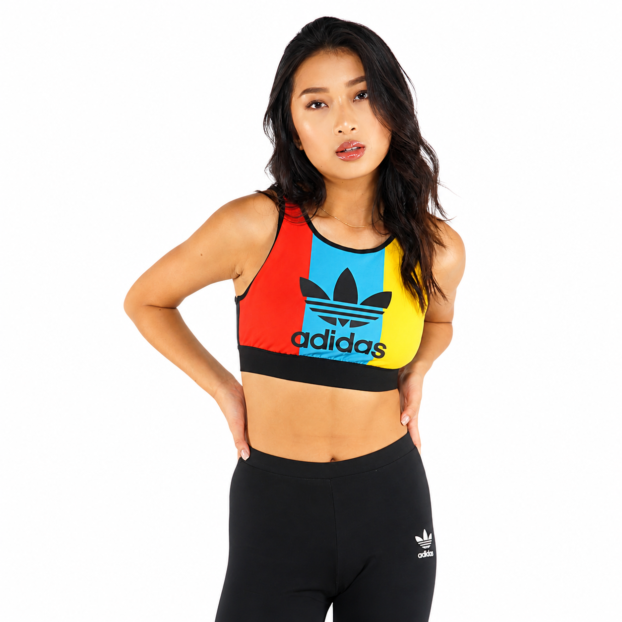 Adidas Originals Trefoil Colour Block Bra Top AY9450 Retro Crop - QHA UK