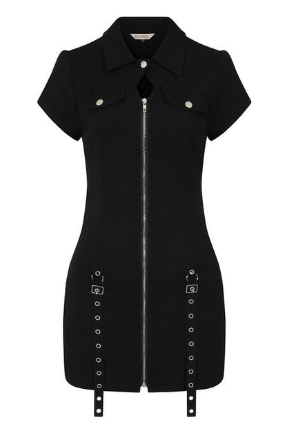 Banned Alternative Dress Tartan Night Zip UK 8-22 - Zip Detail - QHA UK