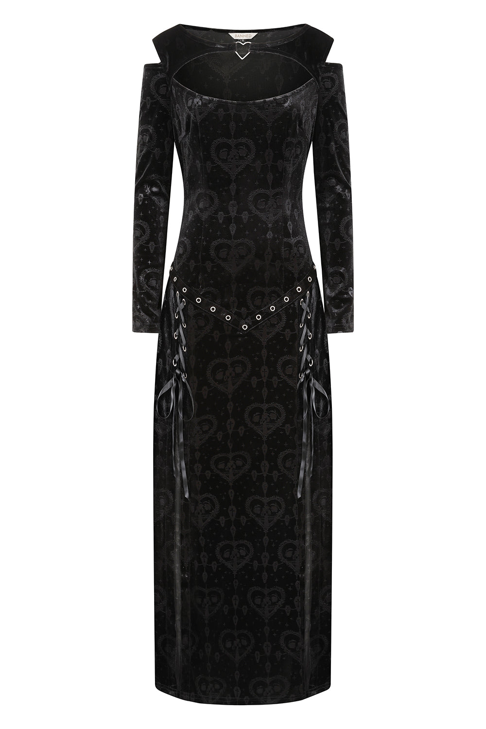 Gothic Dress Banned Amara Burnout Velvet UK 8-18 - QHA UK
