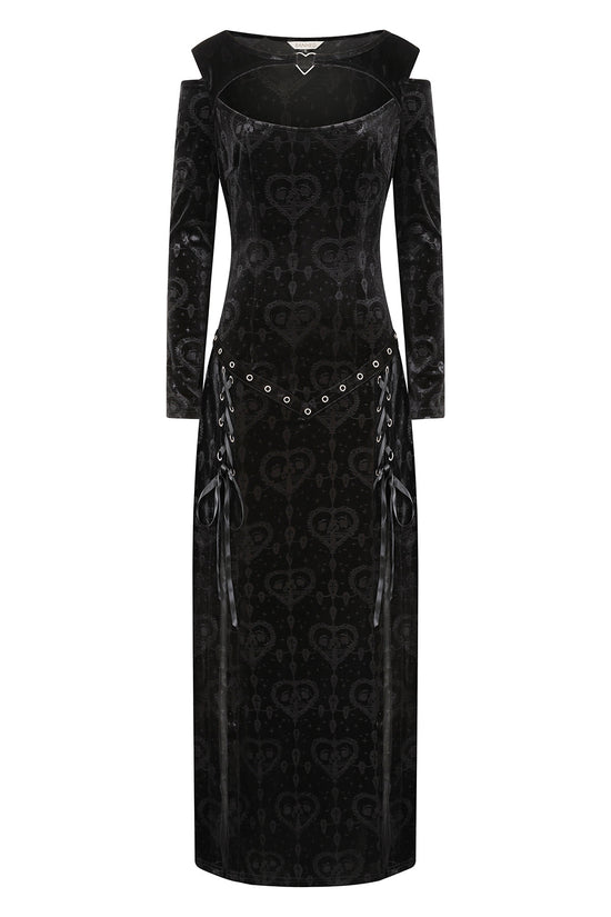 Gothic Dress Banned Amara Burnout Velvet UK 8-18 - QHA UK
