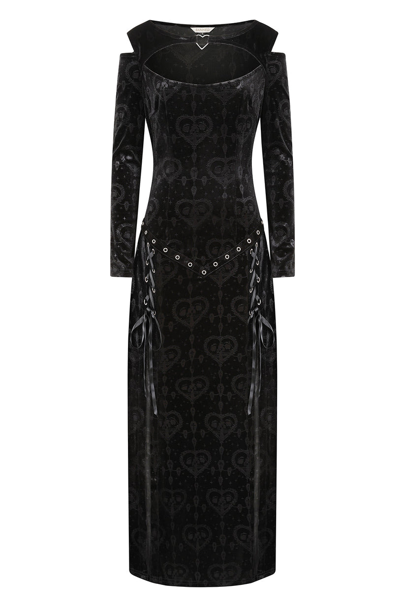 Gothic Dress Banned Amara Burnout Velvet UK 8-18 - QHA UK