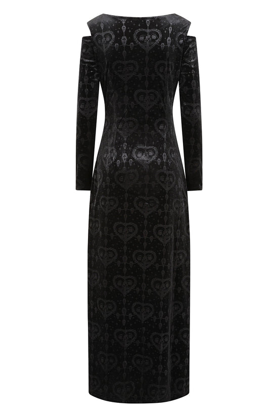 Gothic Dress Banned Amara Burnout Velvet UK 8-18 - QHA UK