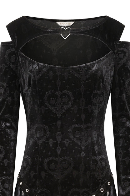 Gothic Dress Banned Amara Burnout Velvet UK 8-18 - QHA UK