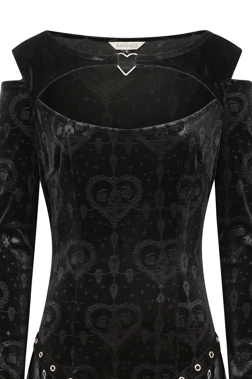 Gothic Dress Banned Amara Burnout Velvet UK 8-18 - QHA UK