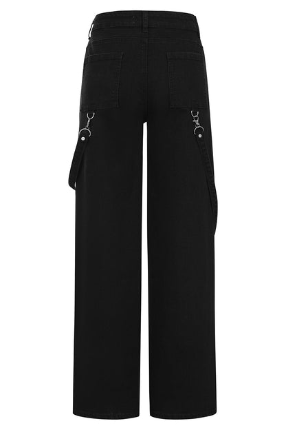 Banned Apparel Women's Industrial Wide-Leg Trousers Cinder Mesh Panel - QHA UK
