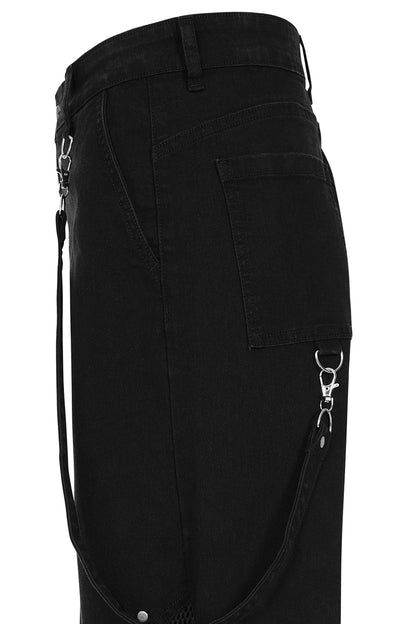 Banned Apparel Women's Industrial Wide-Leg Trousers Cinder Mesh Panel - QHA UK
