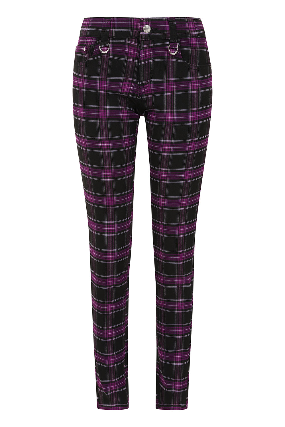 Banned Apparel Women's Trousers Forever Yours Low-Rise Skinny Tartan - QHA UK