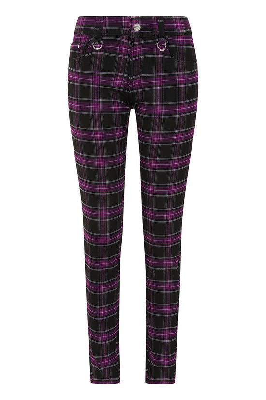 Banned Apparel Women's Trousers Forever Yours Low-Rise Skinny Tartan - QHA UK