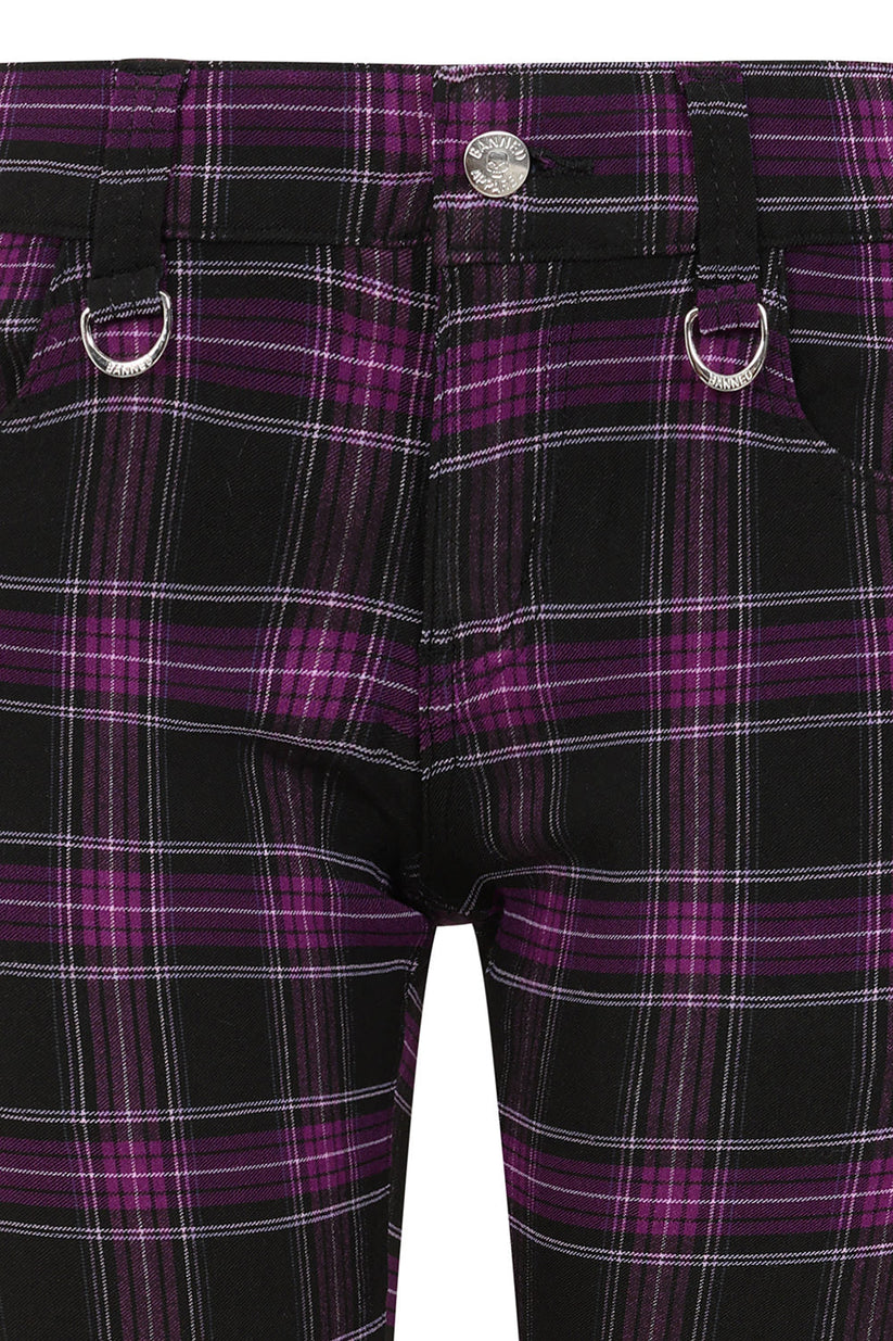 Banned Apparel Women's Trousers Forever Yours Low-Rise Skinny Tartan - QHA UK